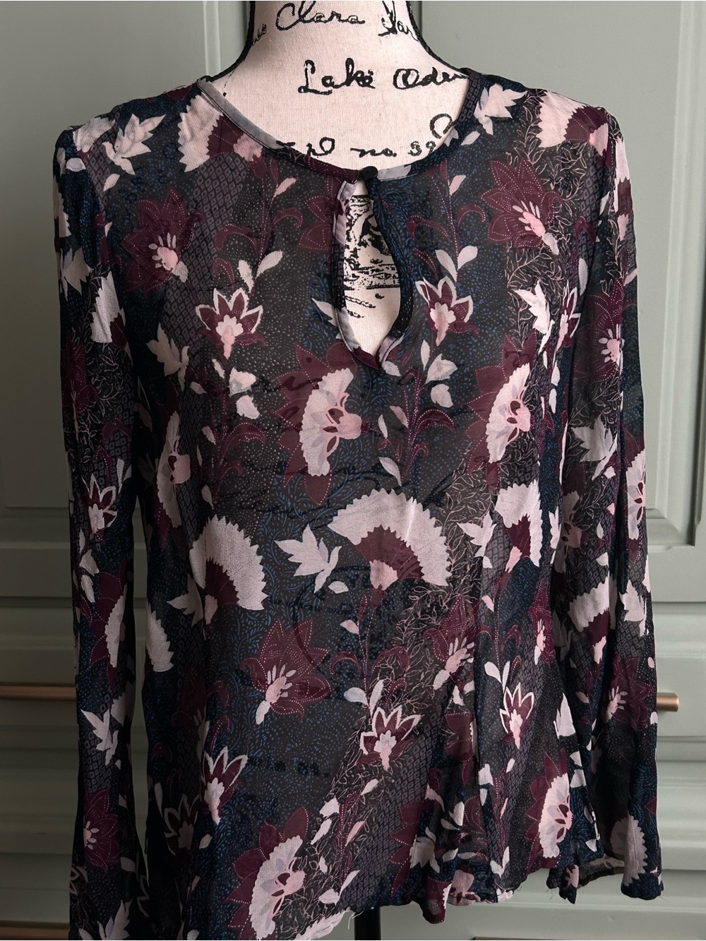 Lucky Brand Navy Floral Long-Sleeve Blouse